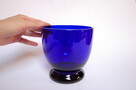 Pojemnik szklany, niebieski kobalt, szkło kobaltowe PRL - 2