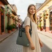 Torebka szara z motywem plastrów miodu – torba damska z kominem handmade - 8