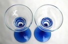 Dwa kryształowe świeczniki kielichy błękitne niebieskie - 4