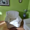 Sofa i dwa fotele ze skóry naturalnej kolor ecru. - 2