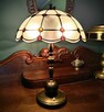 Lampa mosiądz witraż szkło gięte kaboszony - 15
