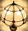 Lampa mosiądz witraż szkło gięte kaboszony - 11