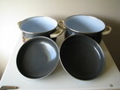 Solidne czeskie garnki emaliowane z czasów PRL z pokrywkami - 7