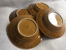 Stare talerze głębokie PRL ceramika kamionka Tułowice brąz Ł - 9