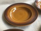 Stare talerze głębokie PRL ceramika kamionka Tułowice brąz Ł - 4
