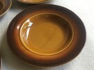 Stare talerze głębokie PRL ceramika kamionka Tułowice brąz Ł - 7