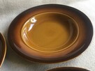 Stare talerze głębokie PRL ceramika kamionka Tułowice brąz Ł - 6