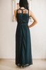 Granatowa długa szyfonowa sukienka dla świadkowej z koronkow - 5