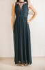 Granatowa długa szyfonowa sukienka dla świadkowej z koronkow - 4