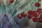 Obraz malowany akrylami na drewnie ANIOŁ Z MALINÓWKAMI - 5