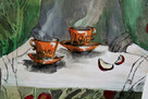 Obraz malowany akrylami na drewnie ANIOŁ Z MALINÓWKAMI - 3