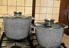 Komplet dwóch dużych garnków marmurkowych szare i czarne 179 - 2