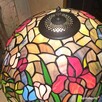 Lampa stojąca, w stylu Tiffany.  Motywy kwiatowe na kloszu - 2